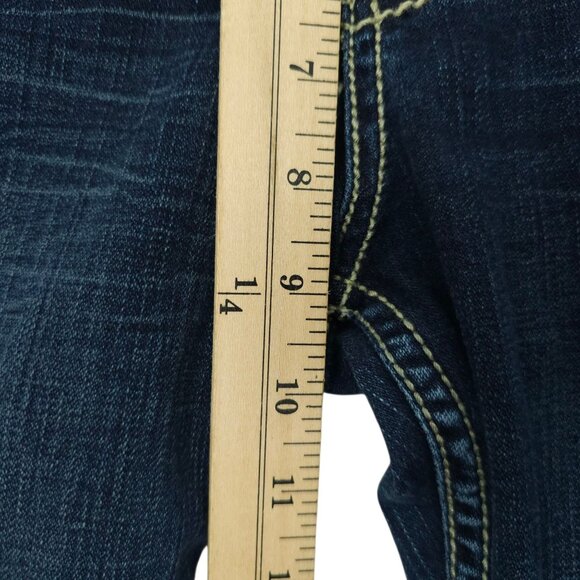 BKE Culture Stretch Boot Cut Jeans Womens 33 Mid Rise Distressed Whiskered Denim - Picture 14 of 15